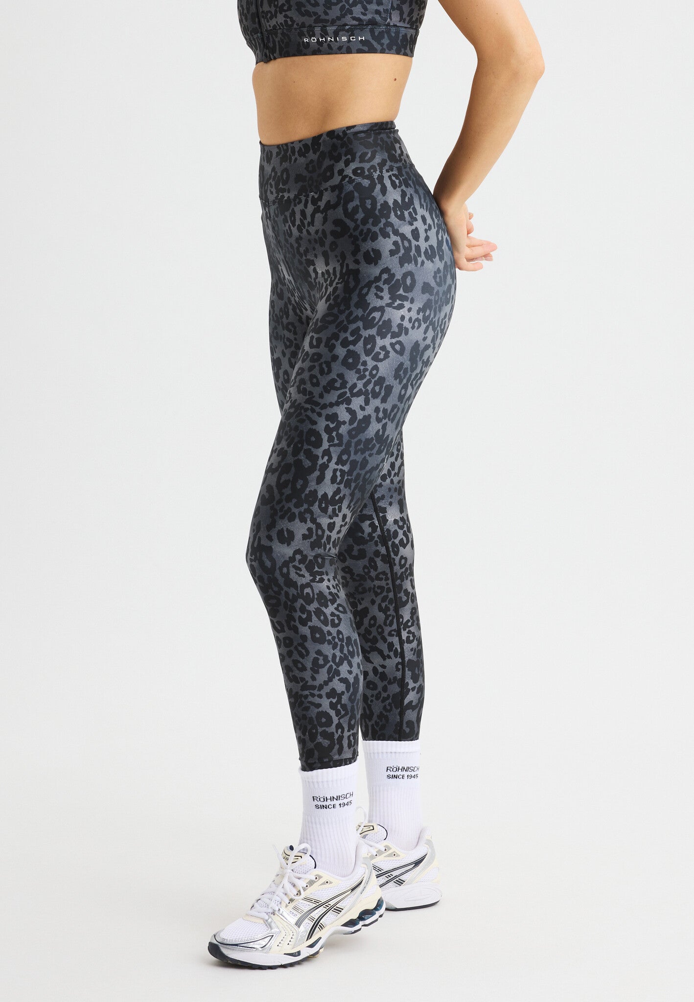 Printed High Waist Yoga Legging - Grey Leo Print