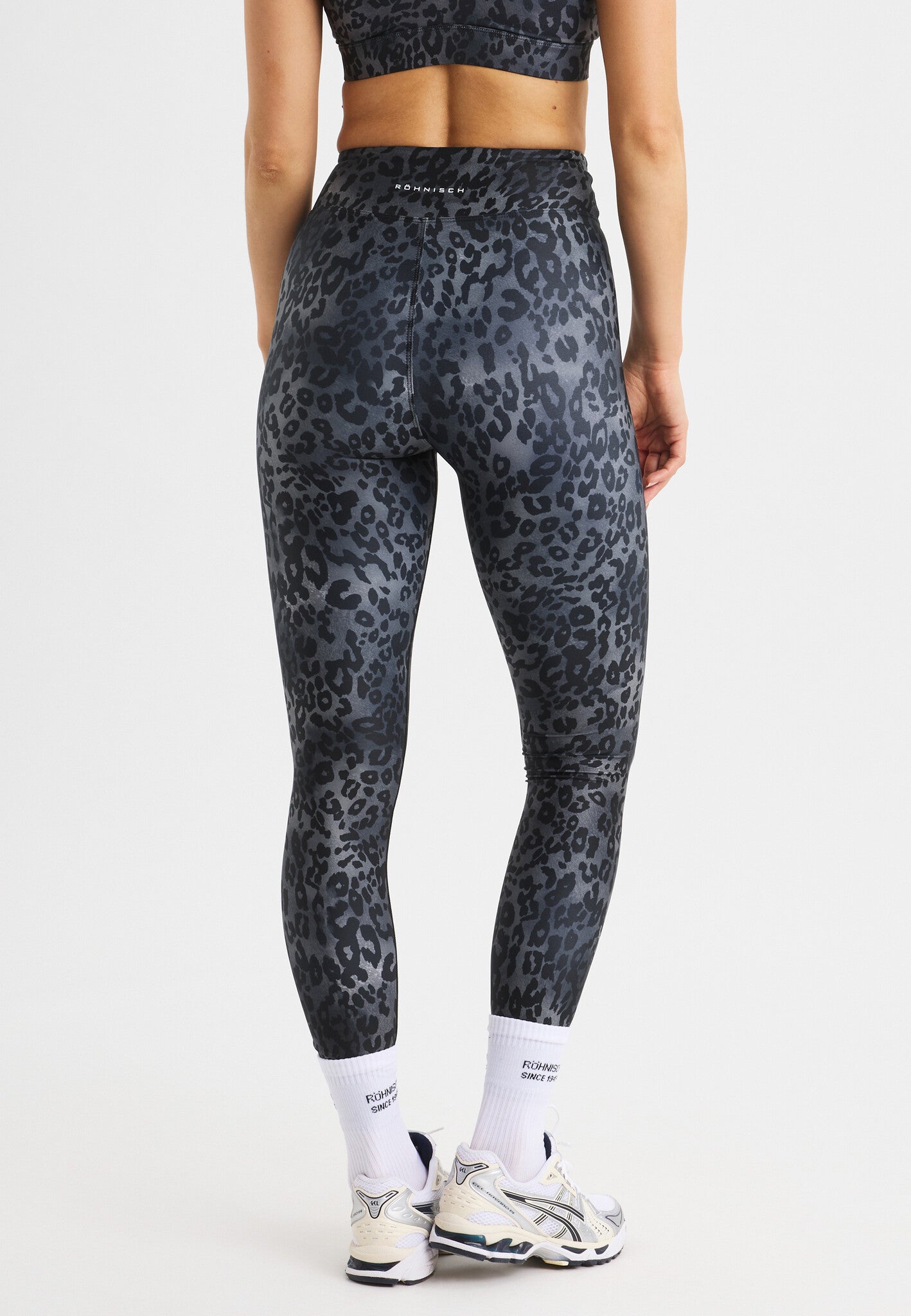 Printed High Waist Yoga Legging - Grey Leo Print