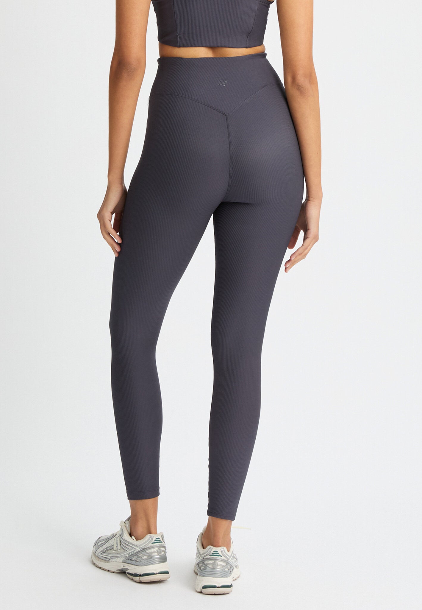 Ribbed R High Rise Tights -  Dark Grey Plum