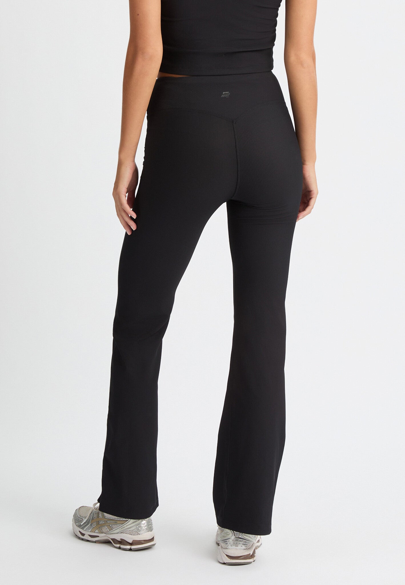Ribbed Flared High Waist Yogabroek - Black