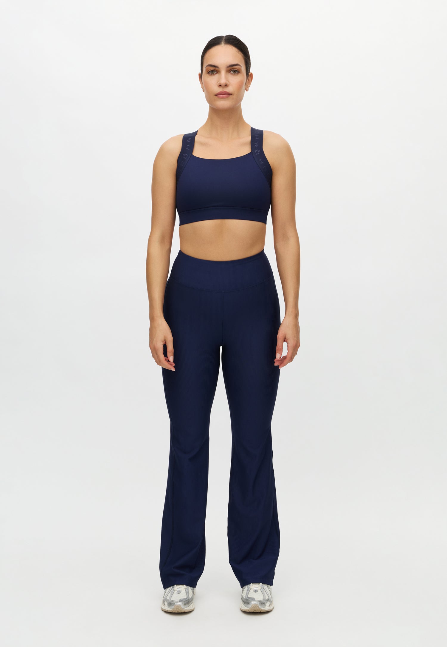 Ribbed Flared High-Waist Yoga Broek - Indigo