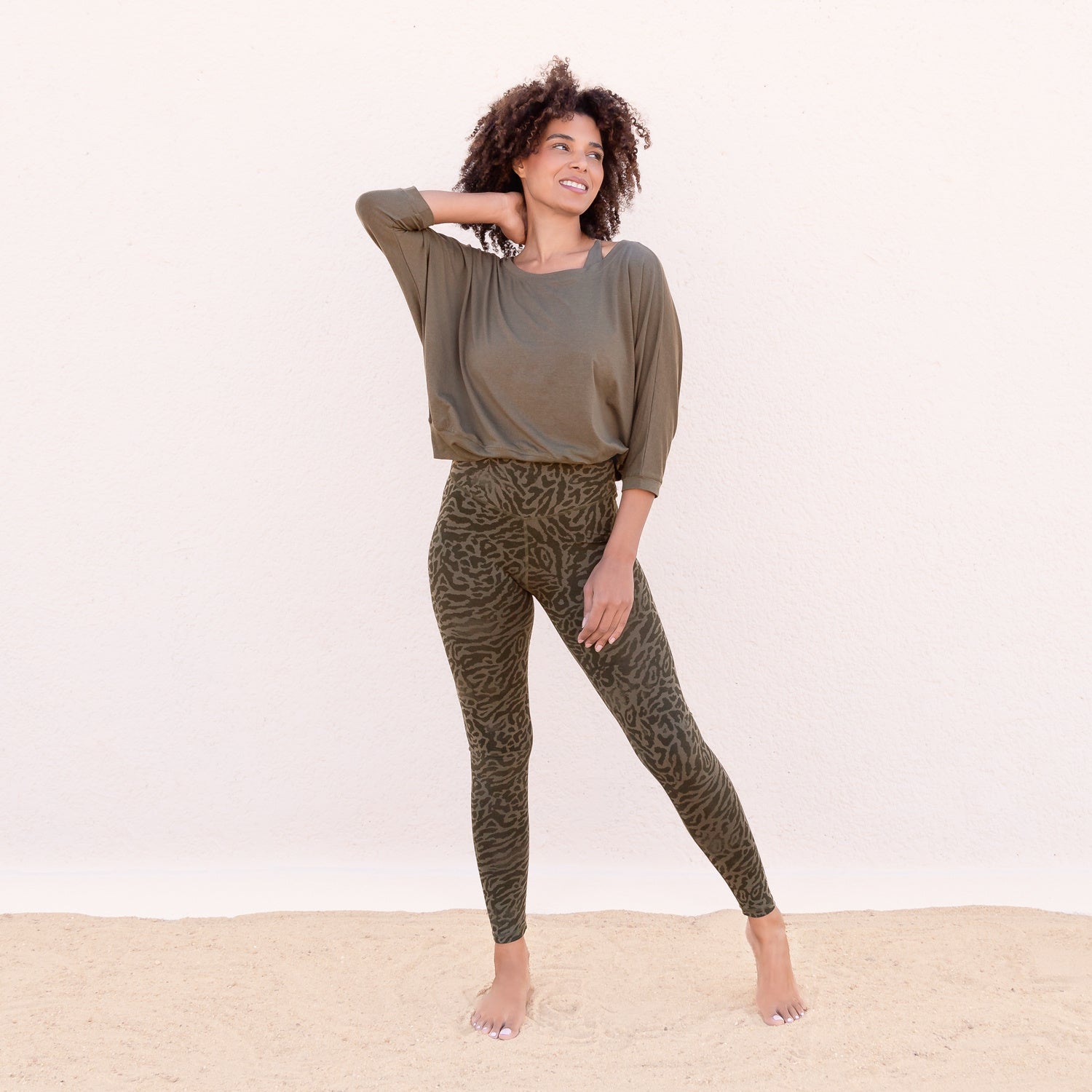 Frida 3/4 Lyocell Yoga Shirt - Olive