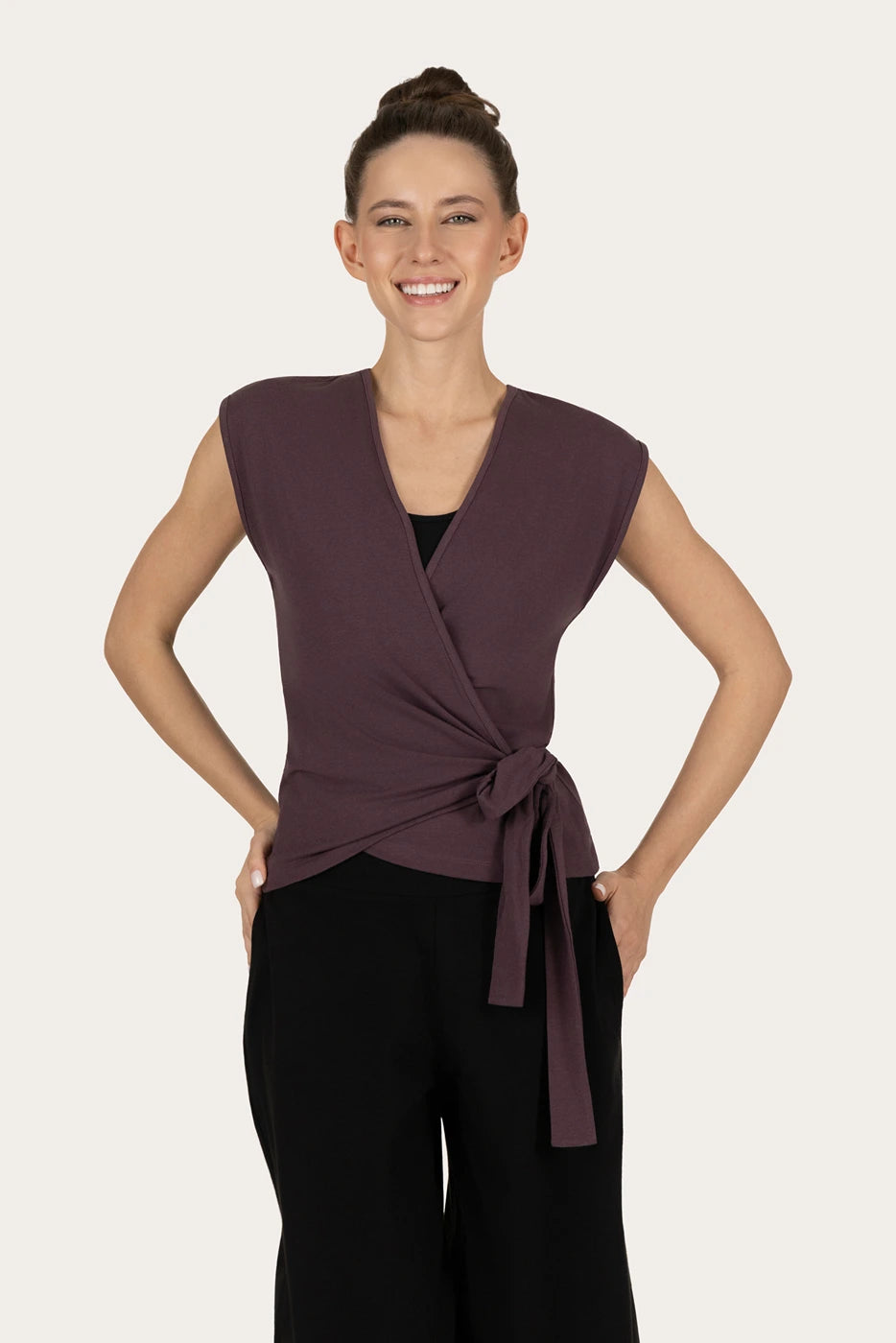 Aurora Wrap Yoga & Pilates Top - Berry