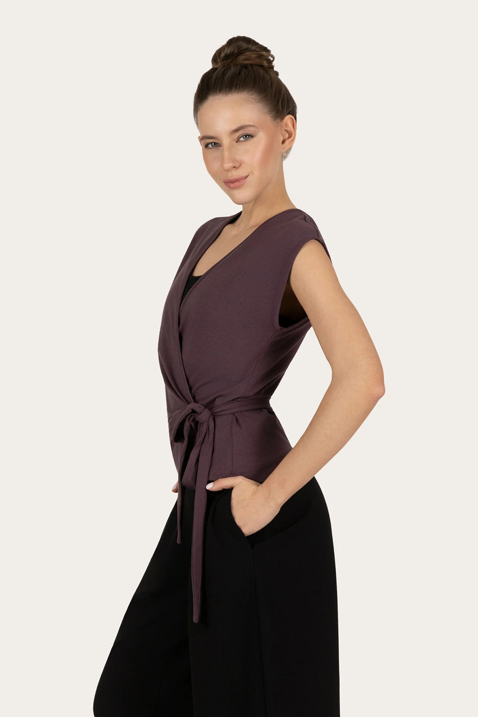 Aurora Wrap Yoga & Pilates Top - Berry