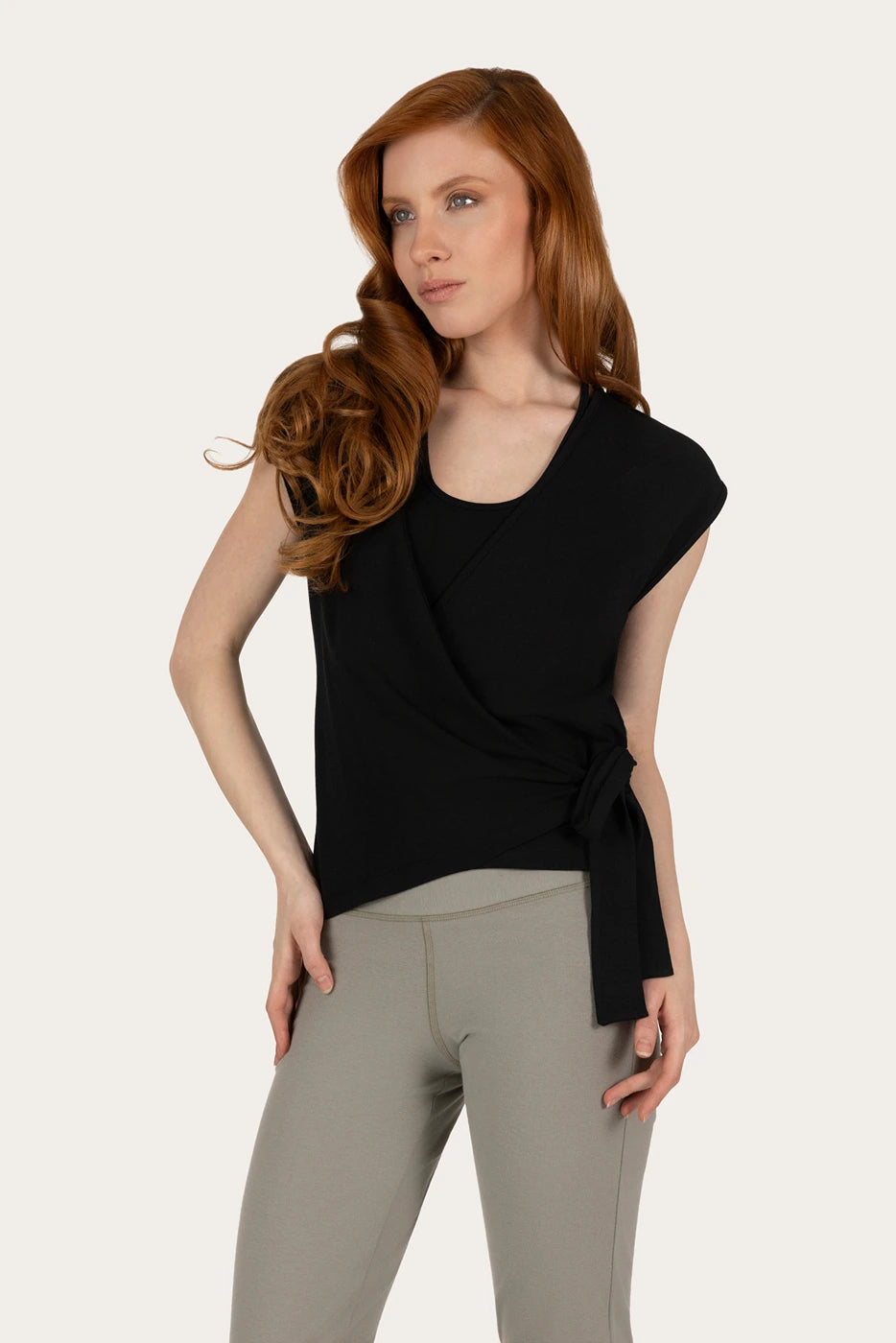 Aurora Wrap Yoga & Pilates Top - Onyx Black