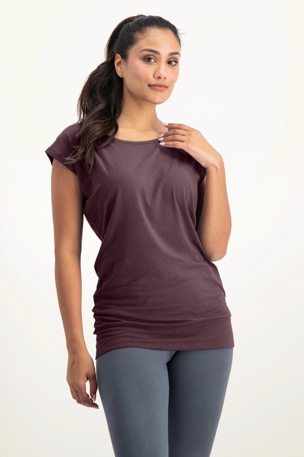Asana Yoga T-Shirt Korte Mouw - Berry