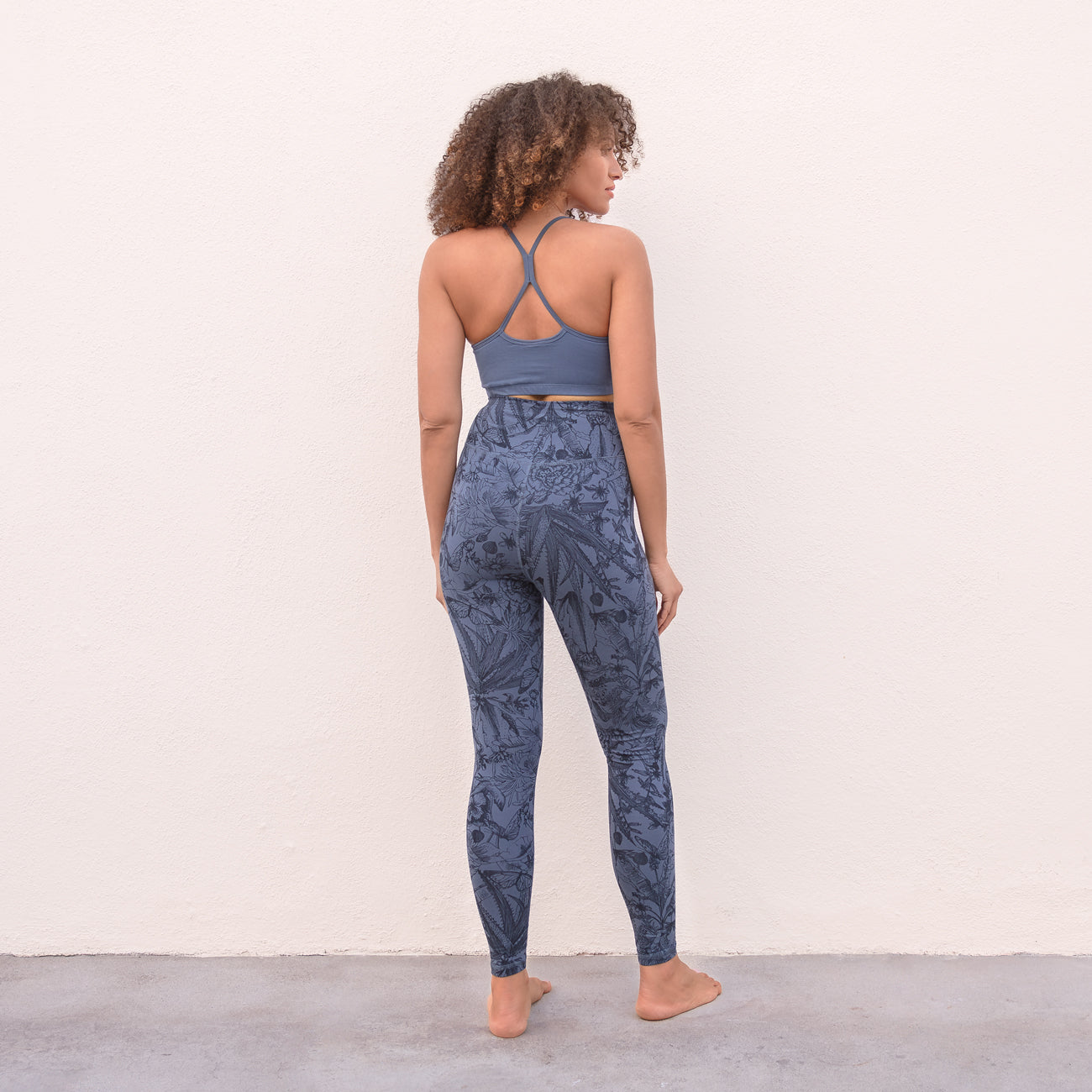 Cali Printed Yoga Legging - Bluegrey