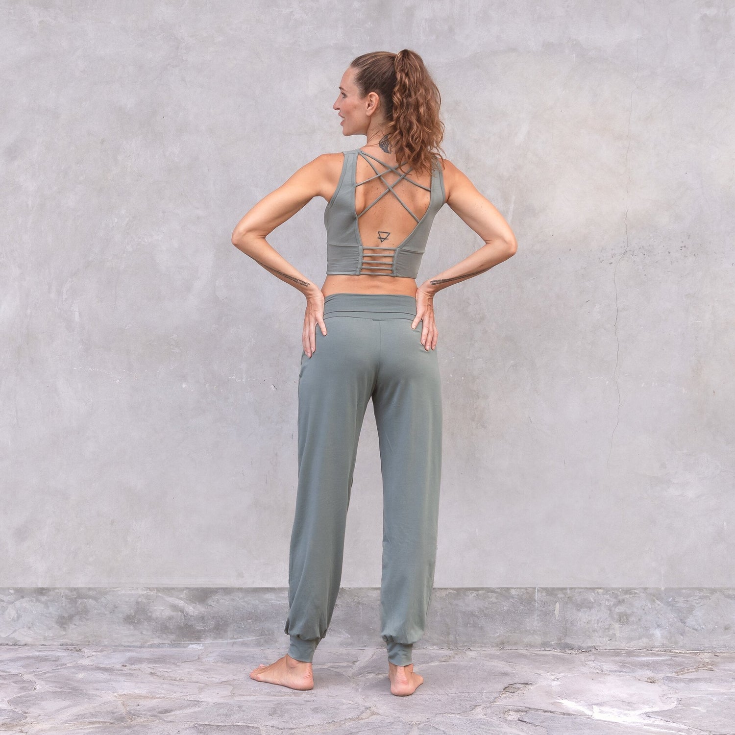 Loose Fit Yoga Chill Pants van Bio Katoen -  Joelle -  Agave