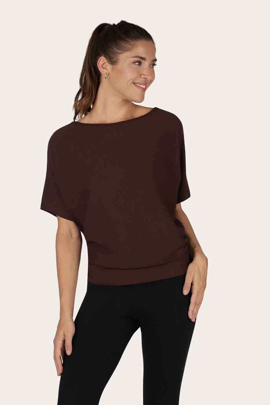Budhi Short Sleeve Yoga Tee - Cacao