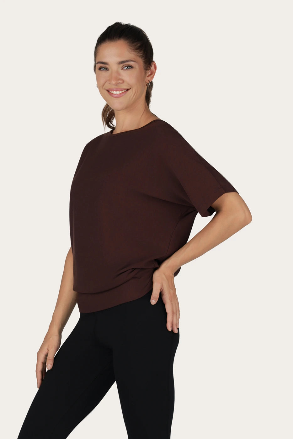 Budhi Short Sleeve Yoga Tee - Cacao