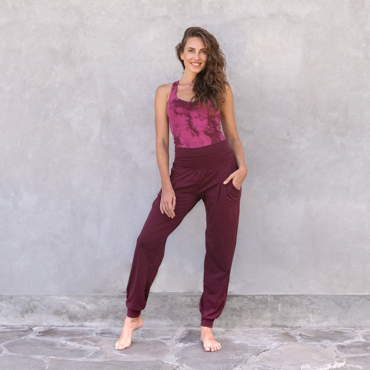 Comfortabele Yoga Chill Broek -  Joelle -  Burgundy