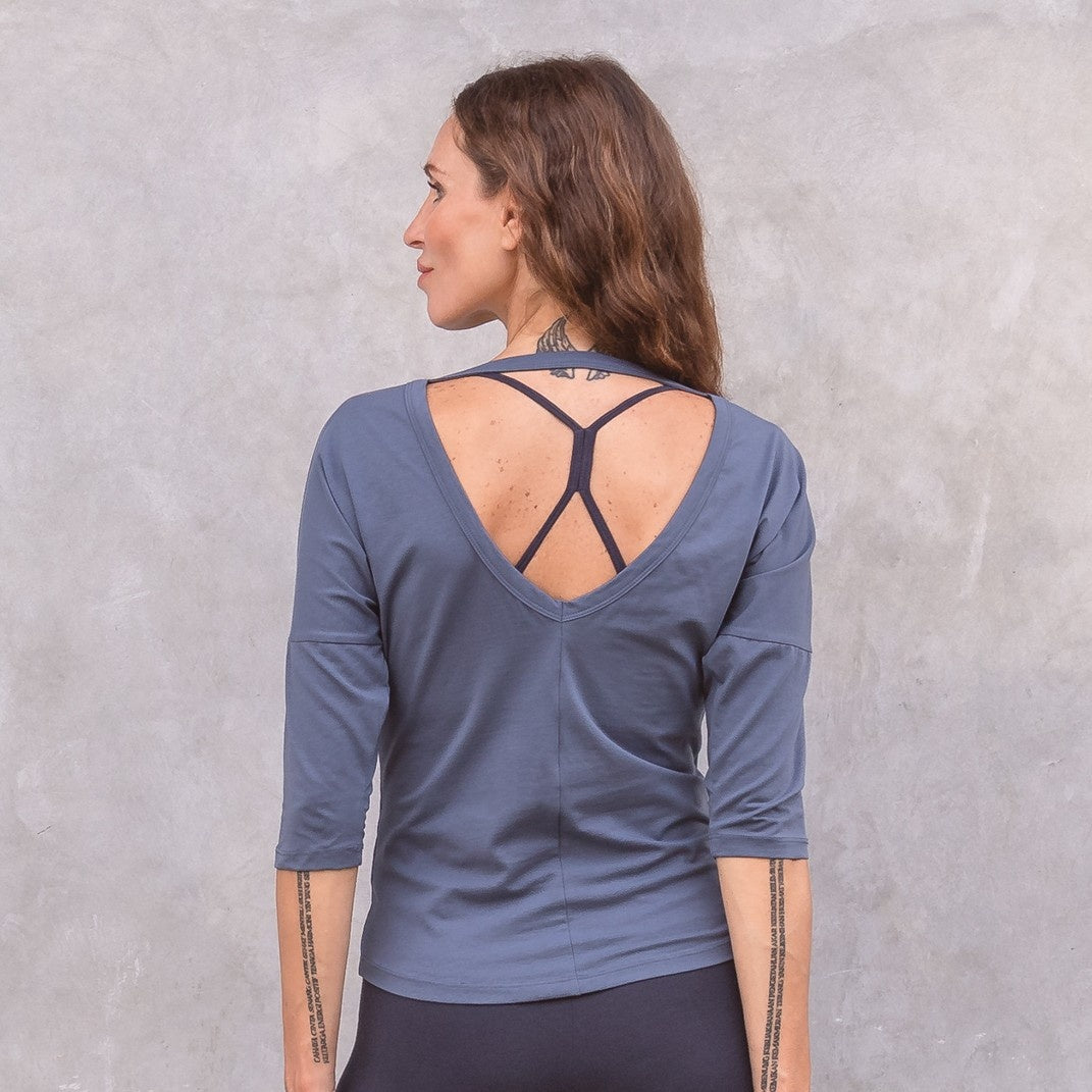 Loose fit Batwing Yoga Shirt Chantal - Bluegrey