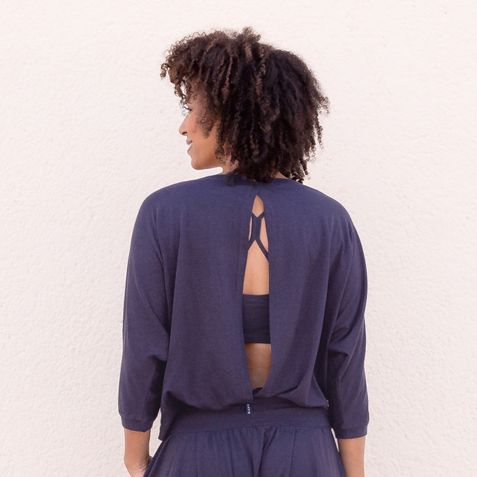Frida 3/4 Oversized Yoga Shirt - Nightblue
