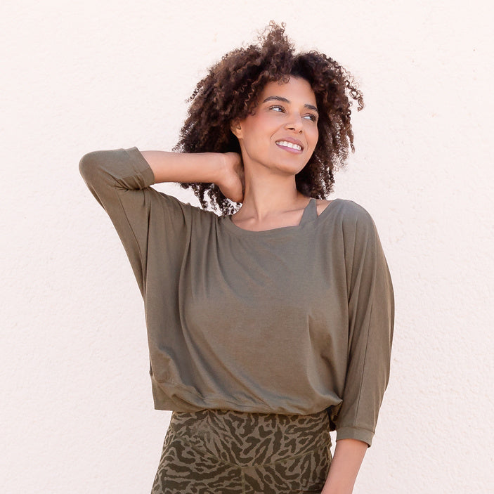 Frida 3/4 Lyocell Yoga Shirt - Olive