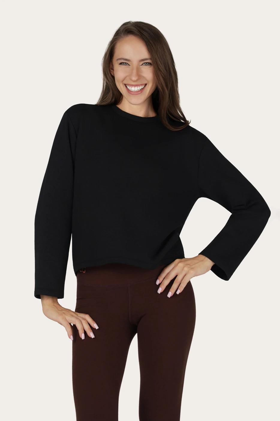 Mira Fleece Yoga Longsleeve - Onyx Black