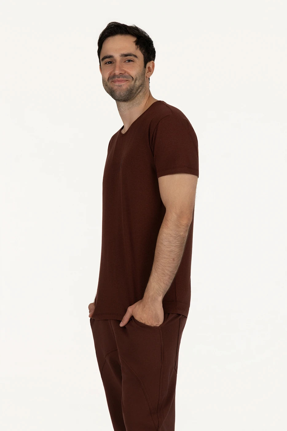Namaste Lange Heren Yoga Tee - Marron
