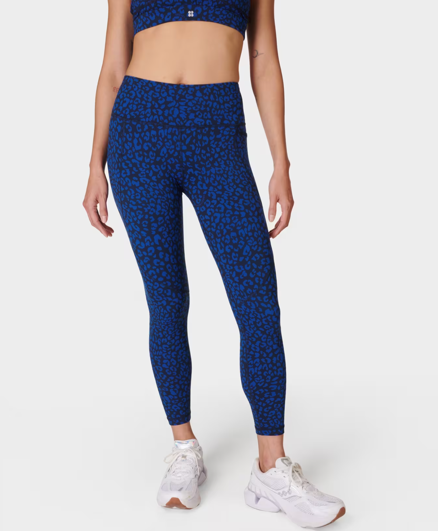 Power 7/8 Workout Yoga Leggings - Blue Painted Animal Print