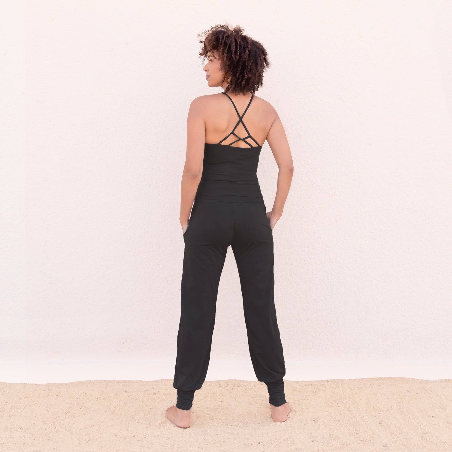 Joyce Yoga Broek met Omslagband - Zwart