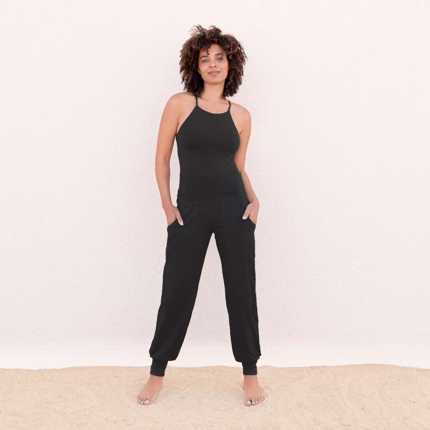 Joyce Yoga Broek met Omslagband - Zwart