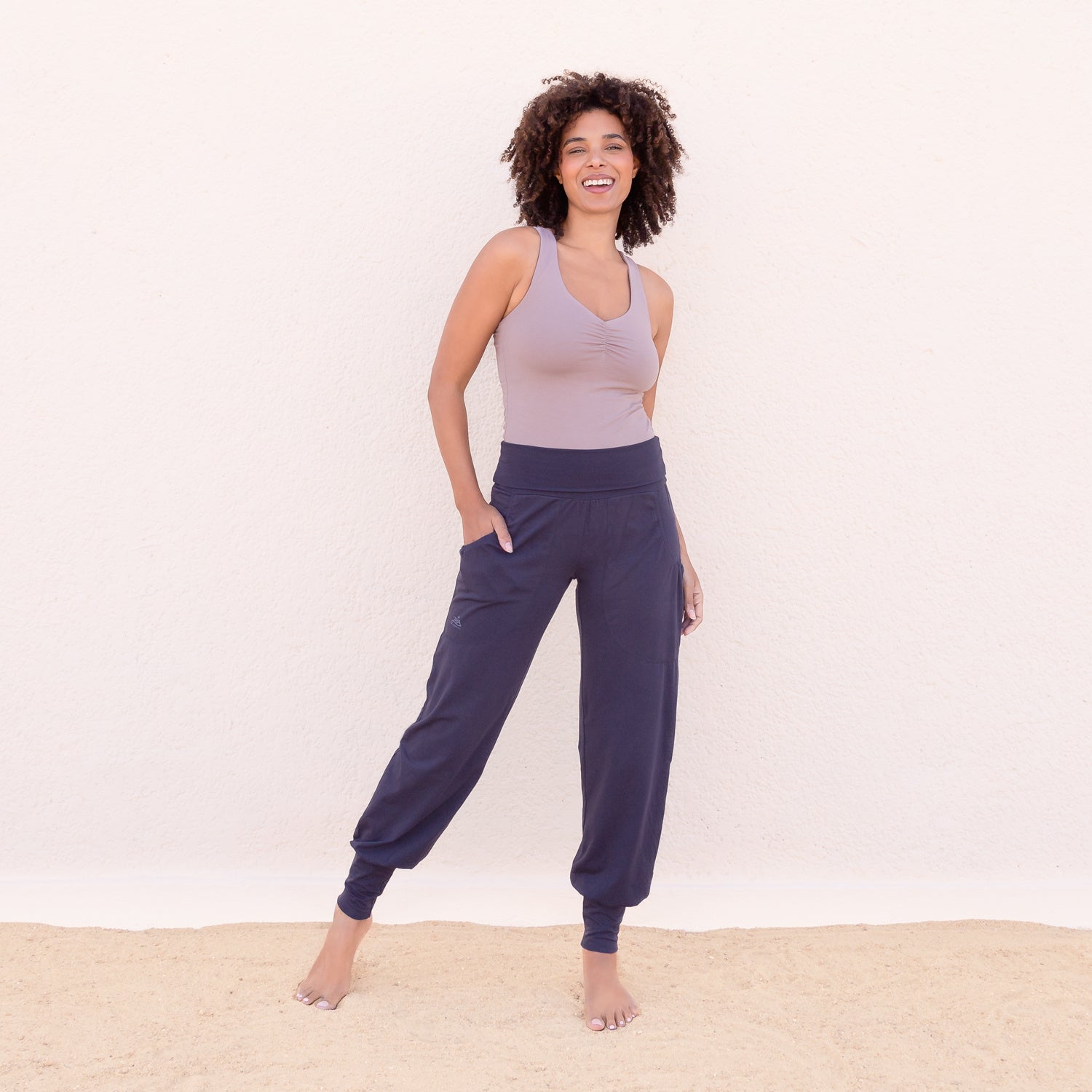 Joyce Yoga Broek met Omslagband - Nightblue