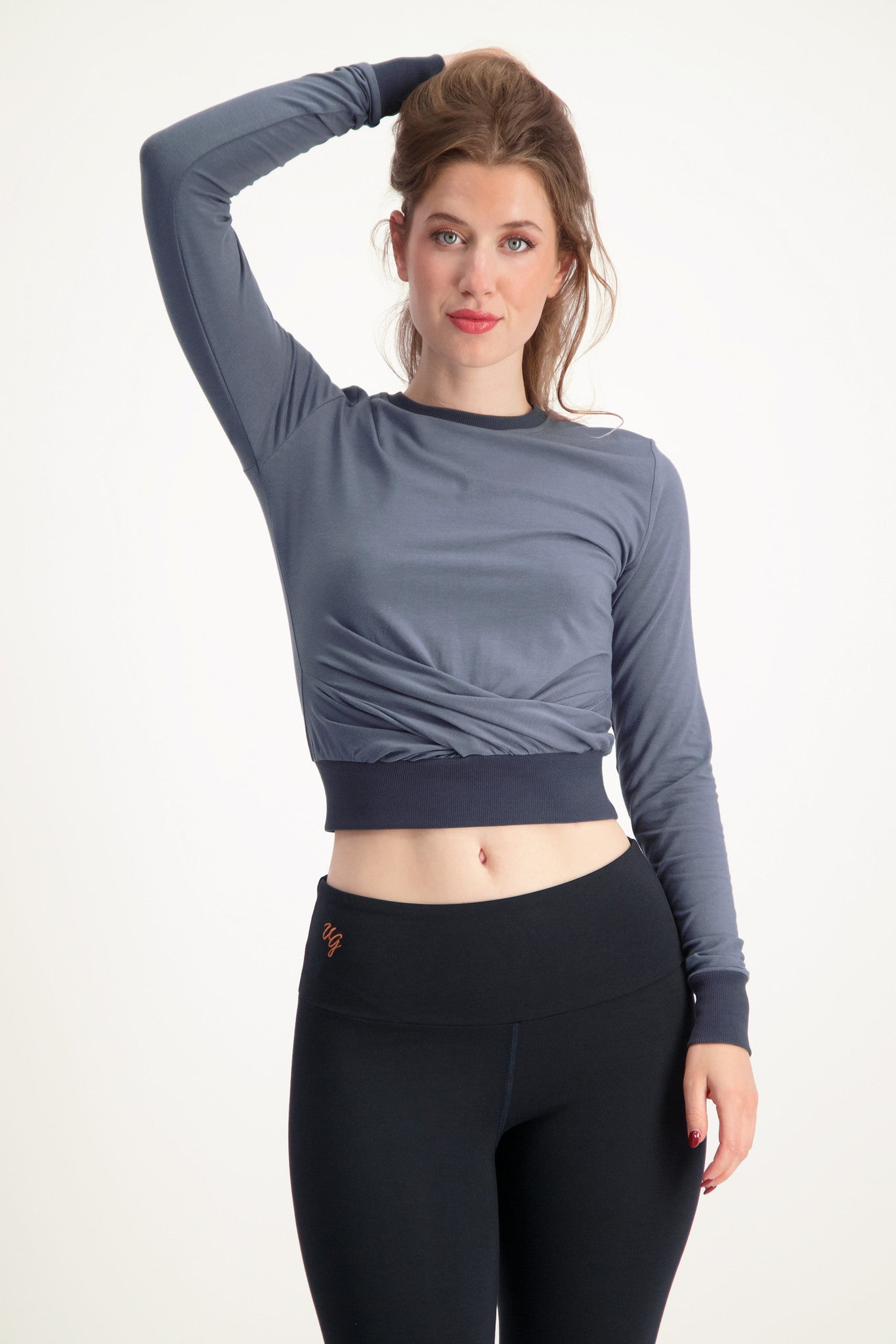 Lakshmi Longsleeve Crop Top - Slate