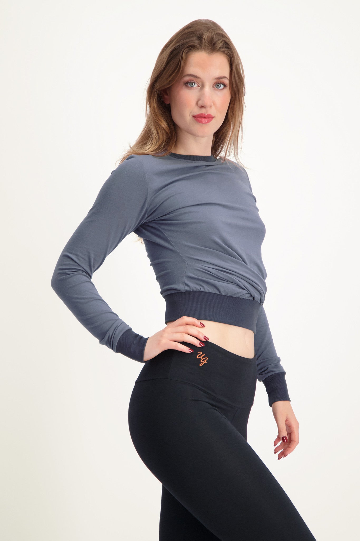 Lakshmi Longsleeve Crop Top - Slate
