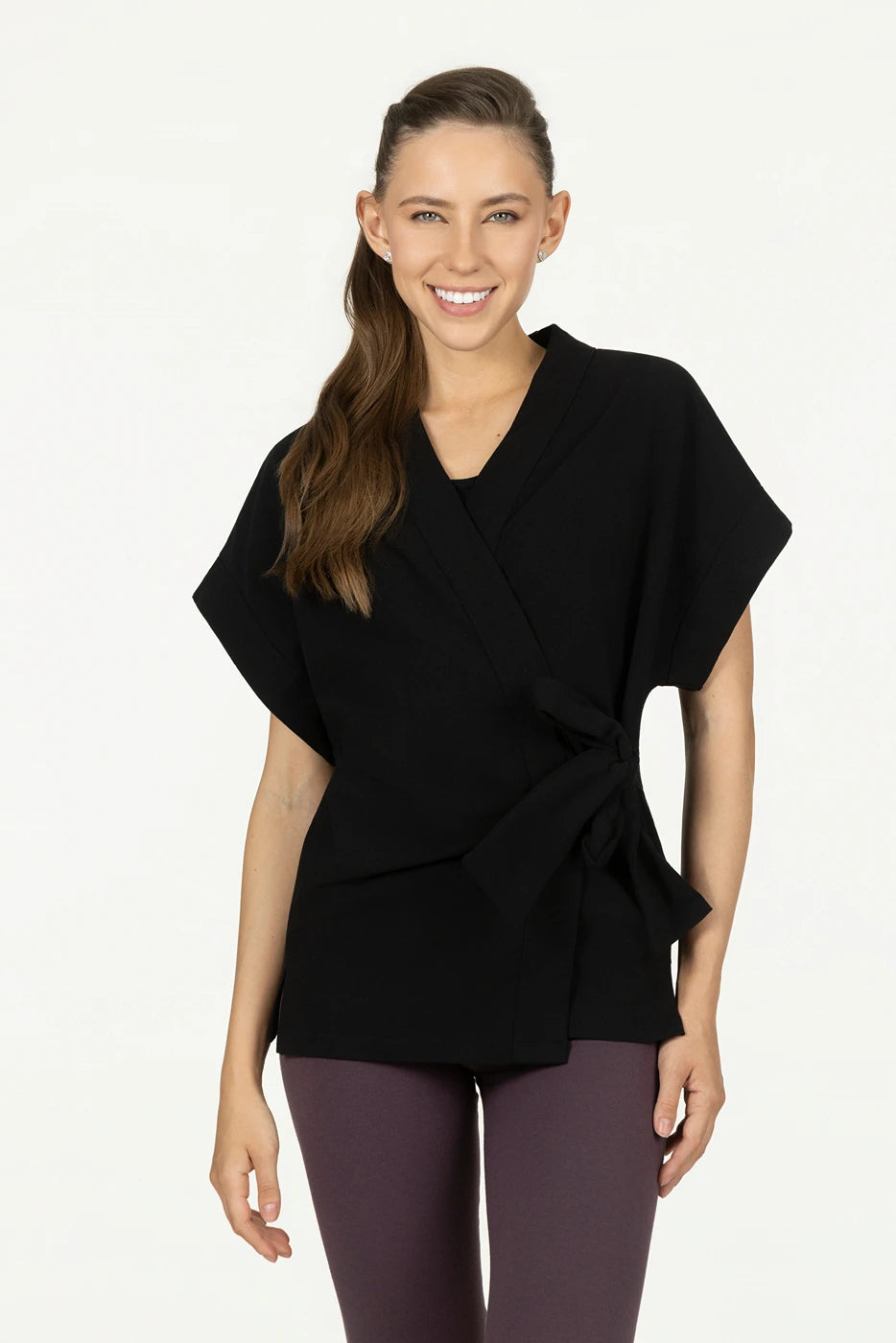 Yumea Yoga Kimono Top - Onyx Black