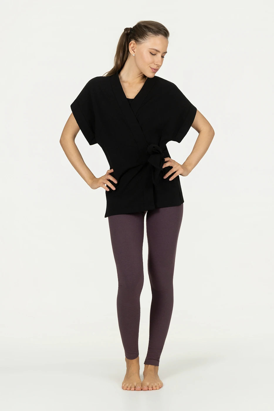Yumea Yoga Kimono Top - Onyx Black