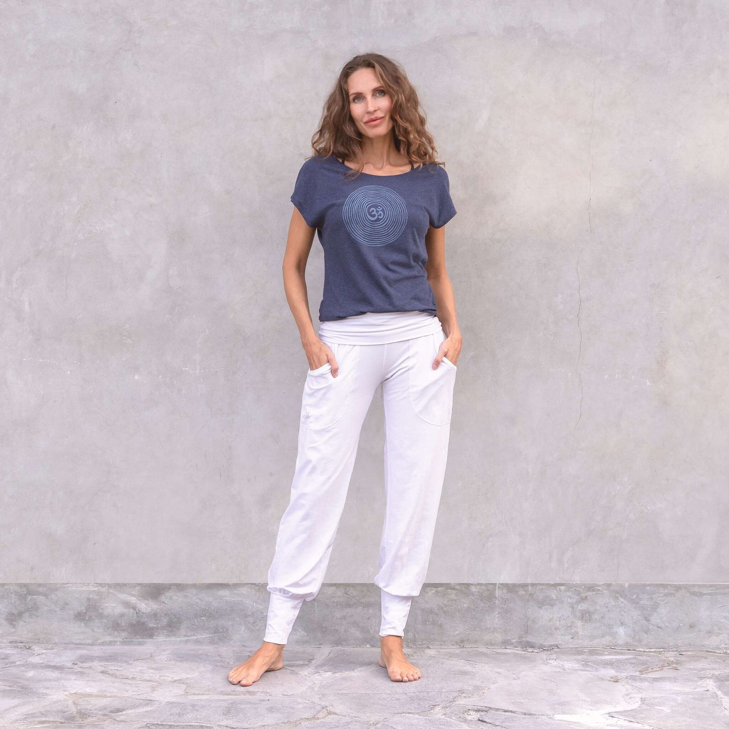 Om Yoga T-Shirt met print - Blue Melange