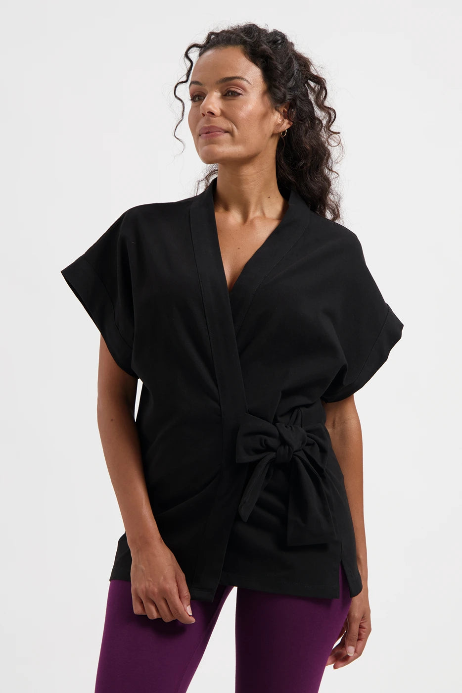 Yumea Yoga Kimono Top - Onyx Black