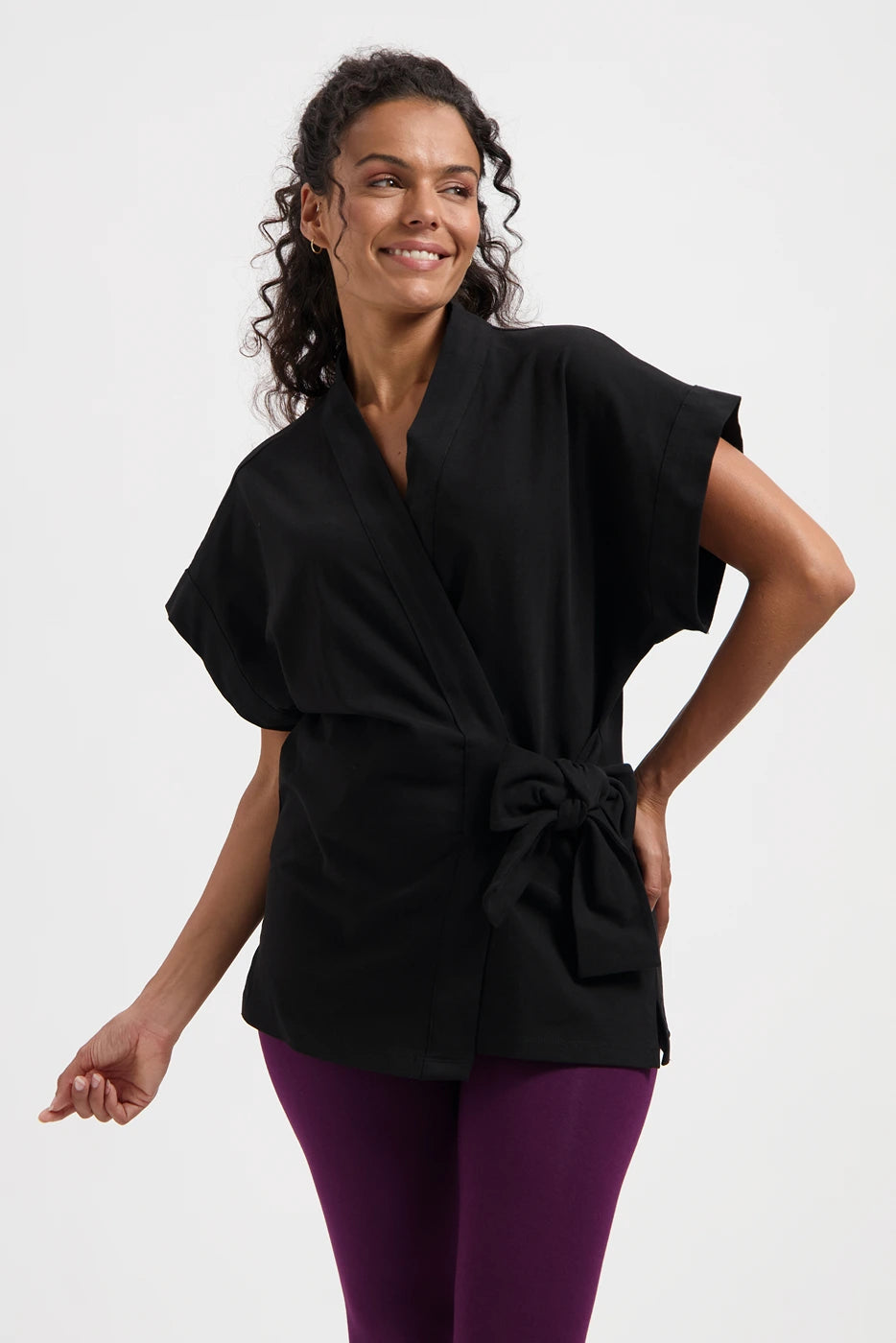 Yumea Yoga Kimono Top - Onyx Black