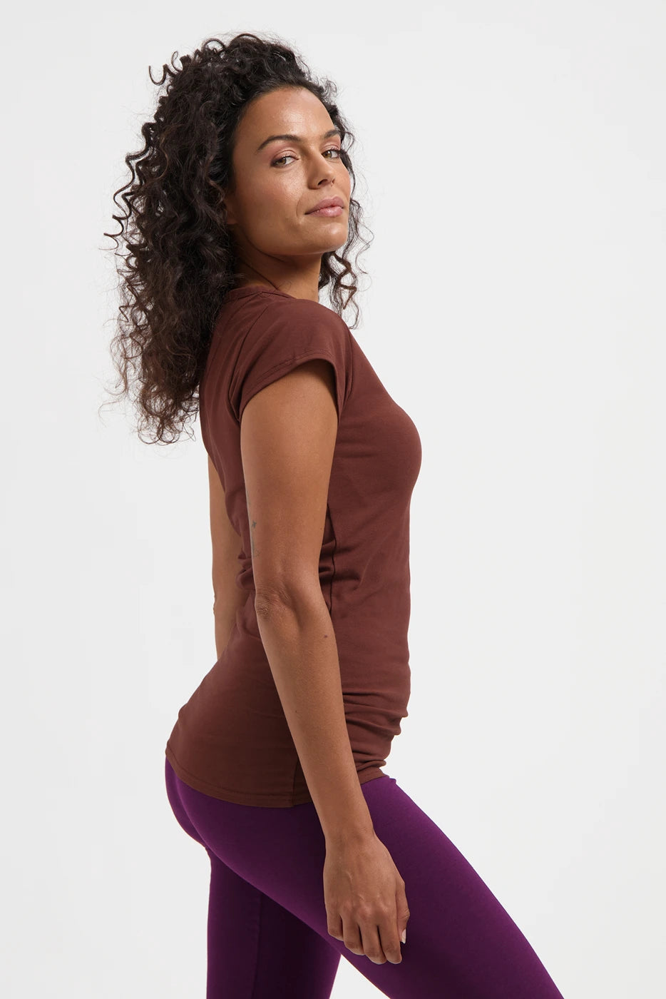 Zefira Biokatoen Yoga Tee - Marron